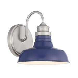 Hampton Bay Vanity Light with Blue Shades - Elmcroft Light Brushed Nickel